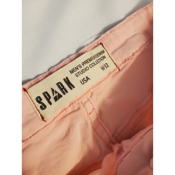 Spark Mens Premium Denim Pink Distressed Shorts Size 32 - Picture 5 of 10